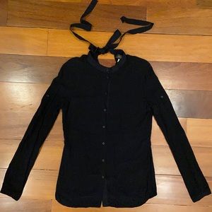 Diesel Black Blouse with Back Bow, Size S